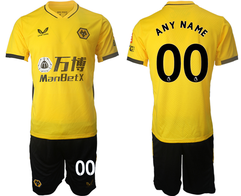 Men 2021-2022 Club Wolverhampton Wanderers home yellow customized Soccer Jersey